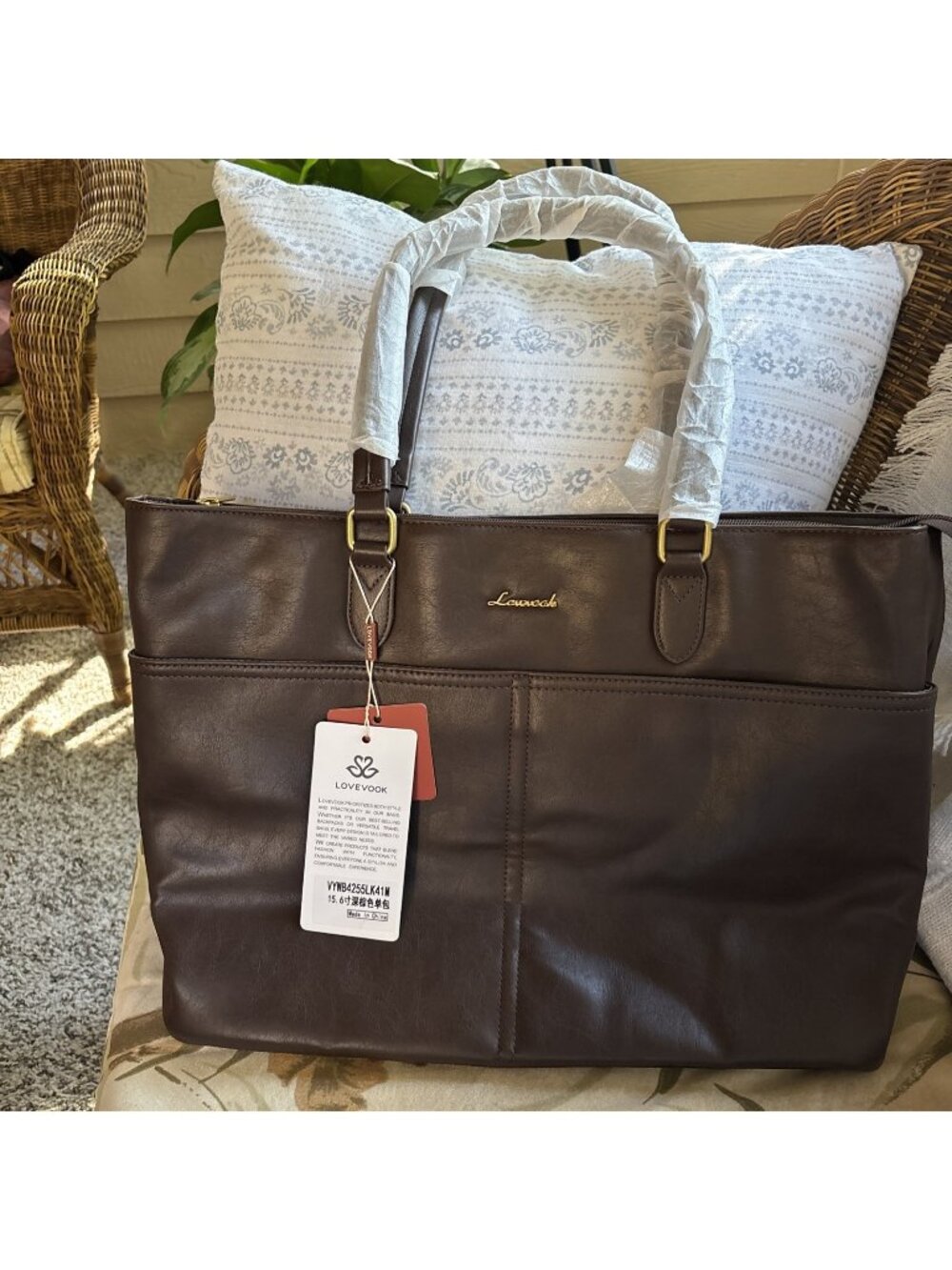 lovevook womens tote bags Brown Work Tote NWT
